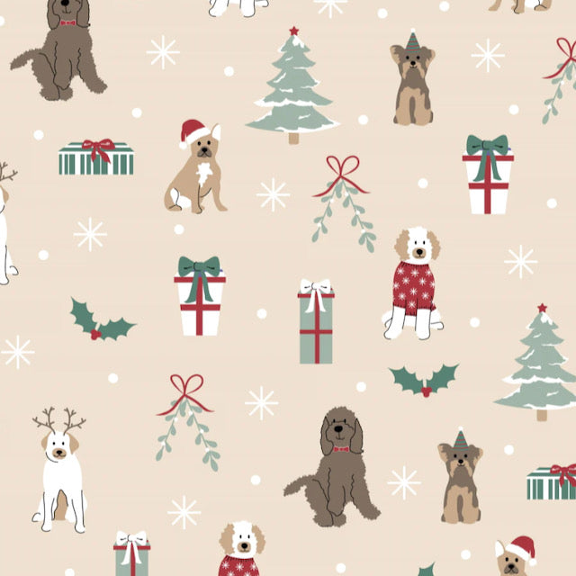 Freddie & Friends Festive Dogs 100% cotton fabric, sold per half metre, 112cm wide