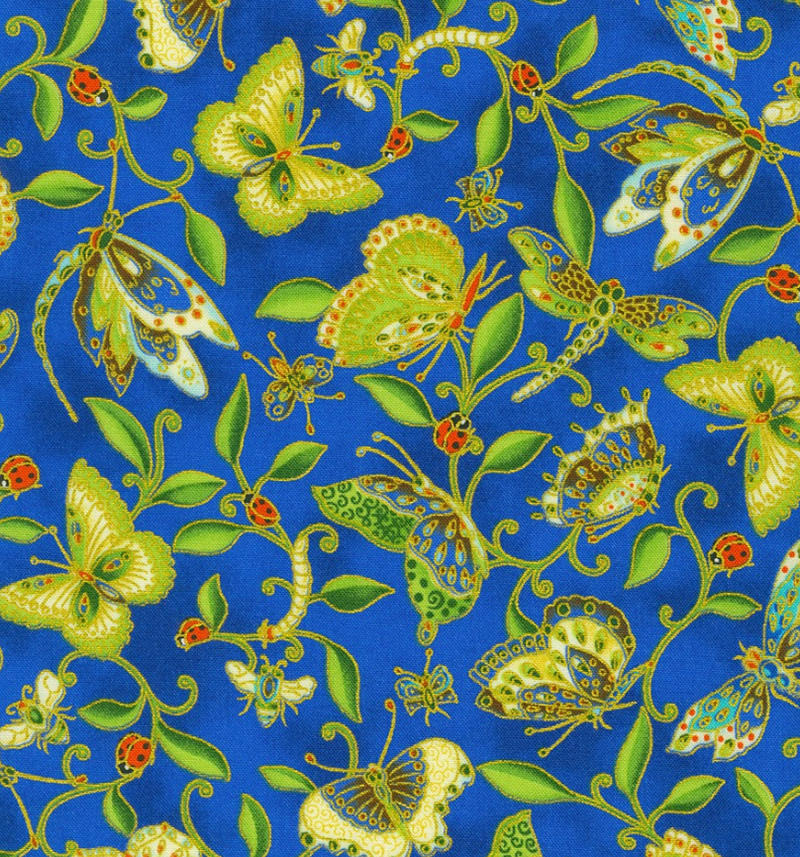 Parvaneh's Butterflies Venetian - 100% Premium Cotton Fabric - Sold Per Half Metre