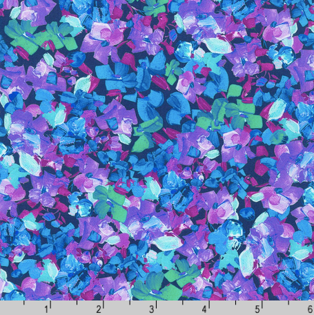 Painterly Petals Meadow - Purple 100% Premium Cotton fabric by Robert Kaufman, per 1/2 metre