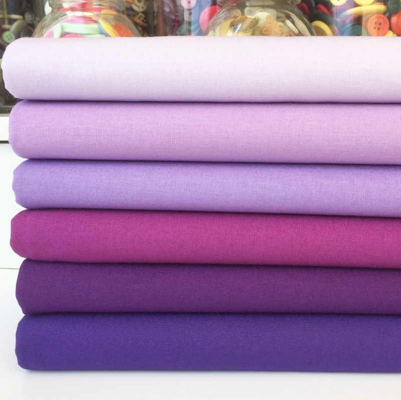 6 Piece Purple/Lilac Blenders Fat Quarter Bundle 100% Cotton