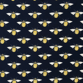 Navy Bees 100% Cotton Poplin Fabric 112cm wide sold per 1/2 metre