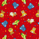 Red Baby Animals Children's Fabric 100% Cotton Sold Per 1/2 Metre 112cm Wide