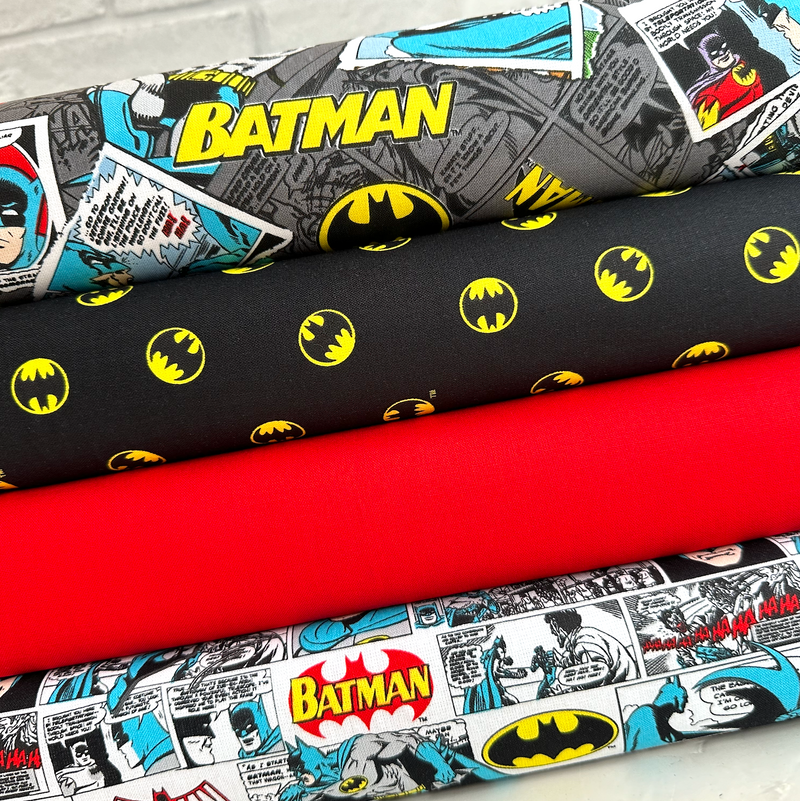 Batman Red 4 Piece Fat Quarter Fabric Bundle