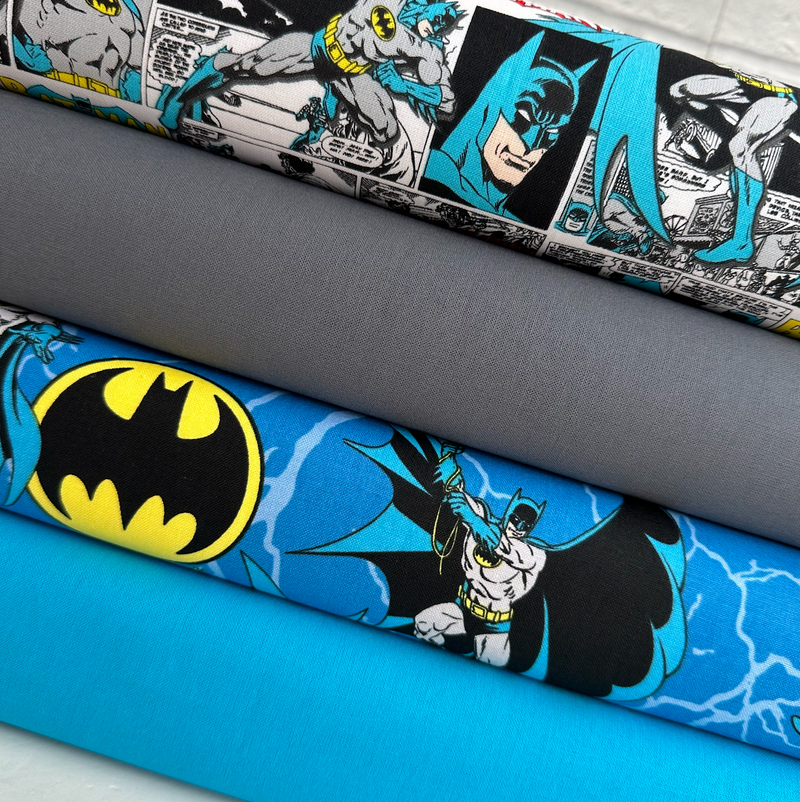 Batman Blue & Grey 4 Piece Fat Quarter Fabric Bundle