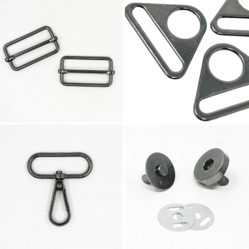 GUNMETAL Coloured Metal Hardware Kit To Make Heather's Satchel Bag from March Subscription Box