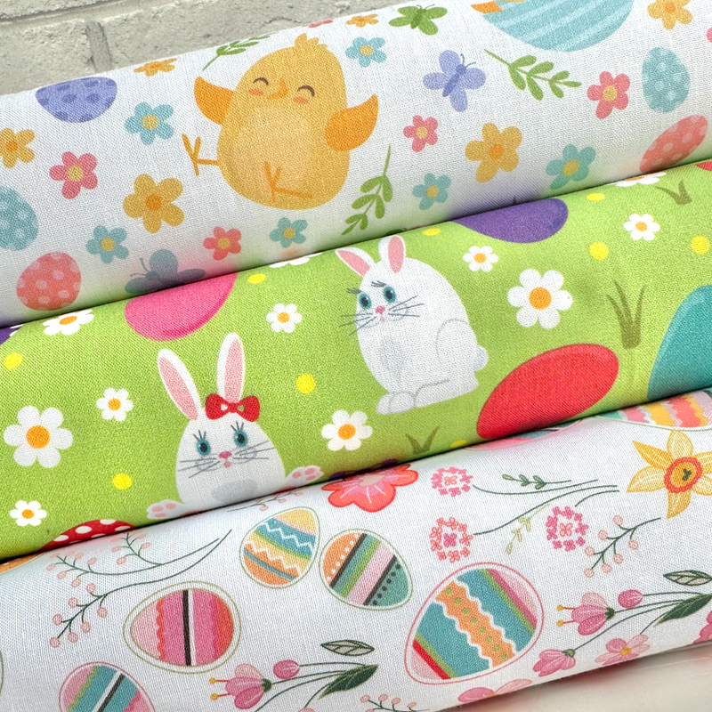3 Piece Easter Bunny Bundle 100% Cotton Fabric
