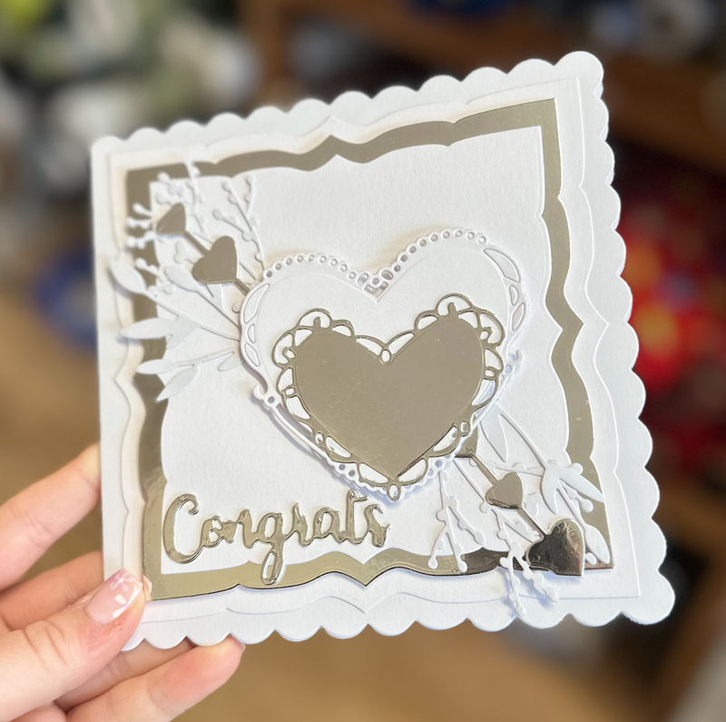 Silver Congrats Greetings Card Handmade By Debra