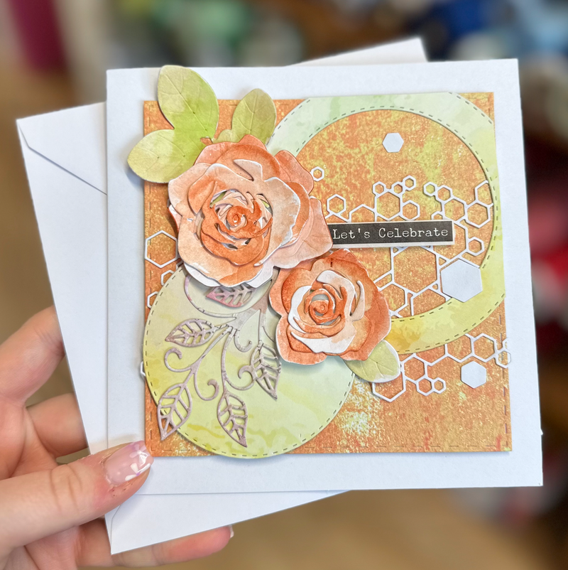 Orange Let's Celebrate Greetings Card Handmade By Debra
