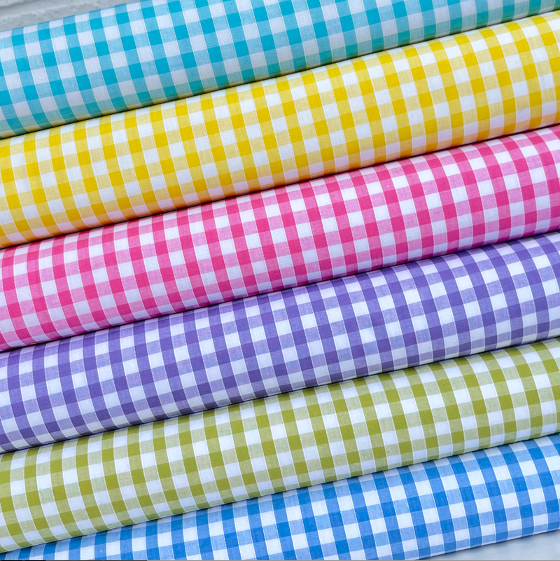 6 Piece Summer Ginghams Polycotton Fat Quarter Fabric Bundle