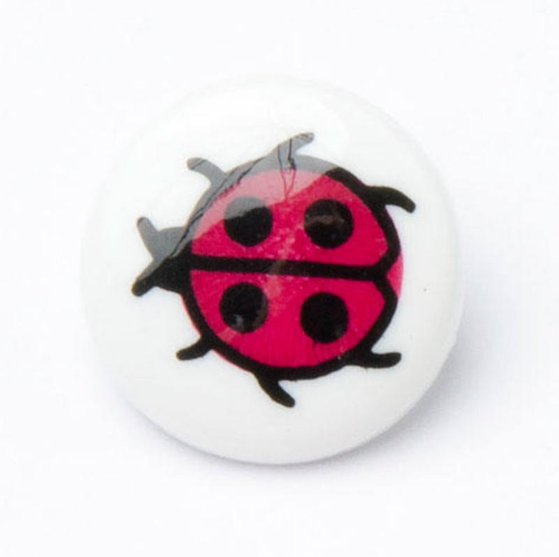 Ladybird Buttons Approx 15mm - Sold Per 10 Buttons