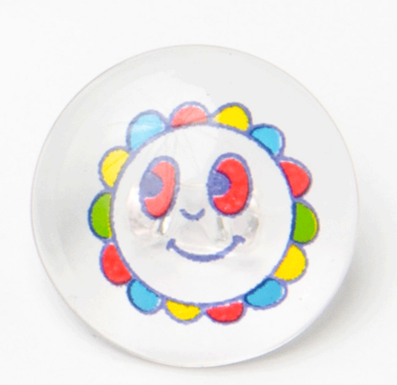 Clear Happy Face Buttons Approx 15mm - Sold Per 10 Buttons