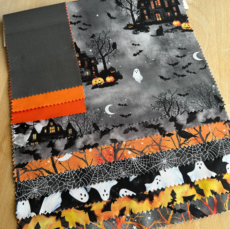 Orange Into The Web Halloween Sampler Pack 100% Premium Cotton Fabric