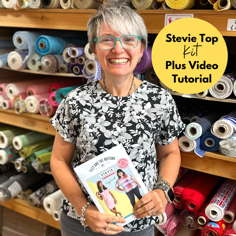 Tilly & The Buttons Stevie Top Kit - Includes Pattern, Fabrics, Buttons & Tutorial Guide Size UK 6 - 24