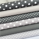 Grey basics 6 piece FAT QUARTER BUNDLE,  100% cotton poplin fabric