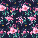 Kate Pink & Navy Floral 100% Cotton Poplin Sold Per 1/2 Metre 112cm Wide