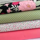 Lucy Bold Floral 4 Piece 100% Cotton Poplin Fat Quarter Fabric Bundle