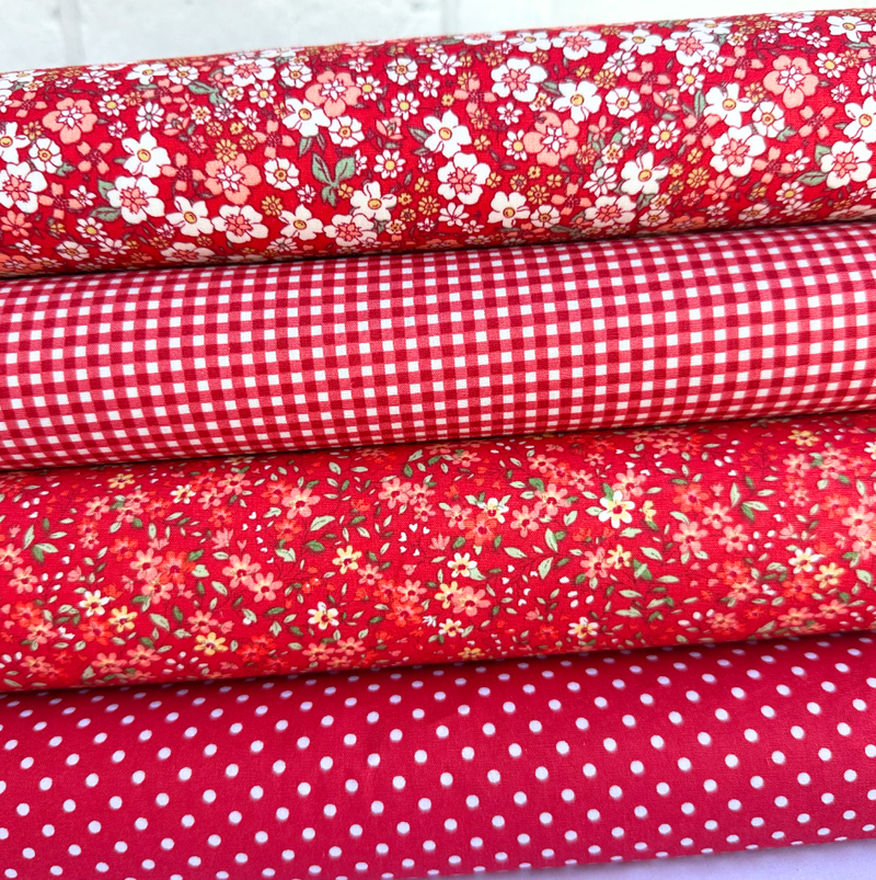 4 Piece Donna Floral 100% Cotton Poplin Fabric Bundle