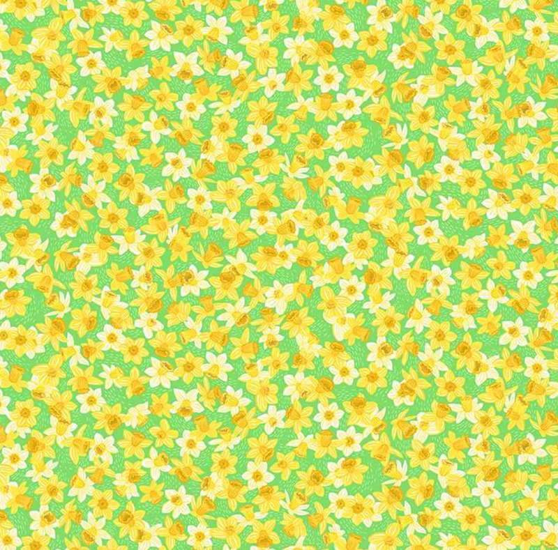 Easter Daffodil Bloom 100% Premium Cotton Fabric Sold Per 1/2 Metre 112cm Wide