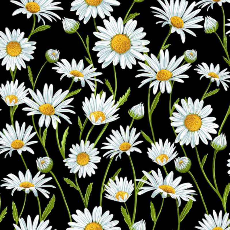 Daisy Flower Market - 100% Premium Cotton Fabric - Sold Per Half Metre