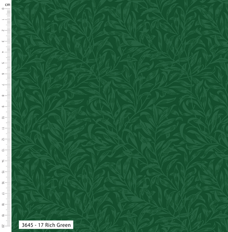 Rich Green Willow Bough 100% Cotton Fabric - Sold Per Half Metre