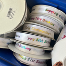 CLEARANCE Numbered Happy Birthday Satin/Rainbow Ribbon 23mm Wide Mixed Bag