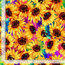 Sundance Packed Sunflowers 100% Premium Cotton Fabric - Sold Per Half Metre
