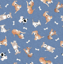 A Dogs Life - Blue Dog N Bone 100% Cotton Fabric - Sold Per Half Metre