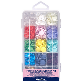 Kam Plastic Snaps: Starter Kit: 12 Sets of 12.4mm.  15 Assorted Colours.  Size T5
