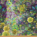 Whimsical Flower Garden LIME, Premium Cotton Fabric sold per 1/2 Metre