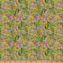 Whimsical Flower Garden Green Leaf, Premium Cotton Fabric sold per 1/2 Metre
