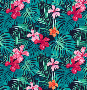 Aqua Tropical Paradise 100% Cotton Poplin Sold Per 1/2 Metre 112cm Wide