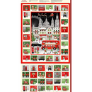 London Themed Advent Christmas Fabric Panel 100% Premium Cotton Fabric 24" x 44"