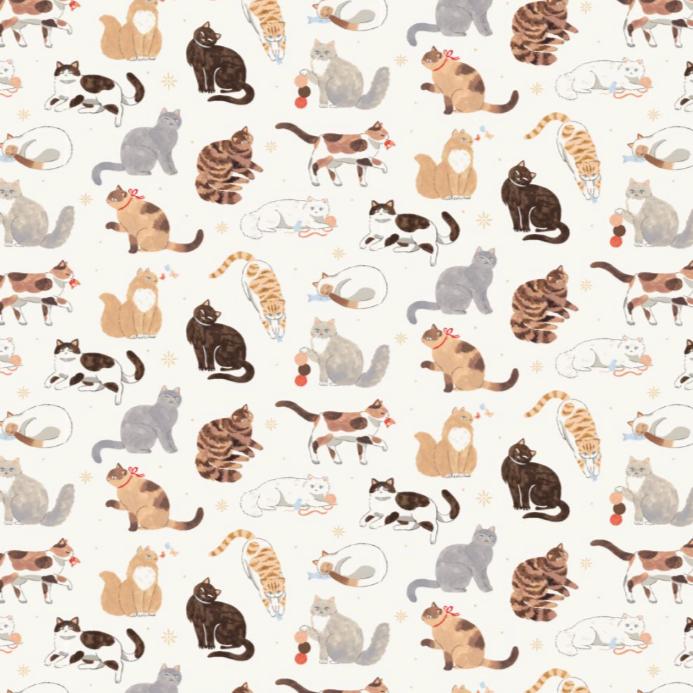 Play Cat Fabric Premium Cotton Sold Per 1/2 Metre By Eri Kamei