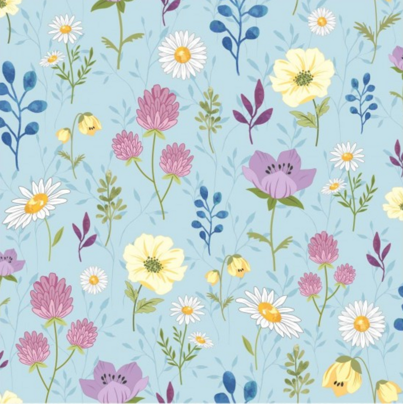 Queen Bee Spring Meadow Bloom 100% Premium Cotton fabric Sold Per 1/2 Metre
