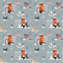 Puppy Christmas Post 100% Premium Cotton fabric Sold Per 1/2 Metre