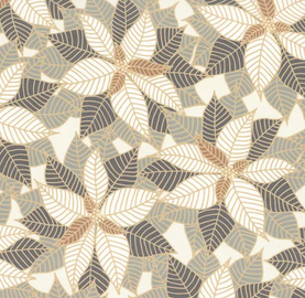 Poinsettia Snowfall 100% Premium Cotton Christmas Fabric Sold Per 1/2 Metre