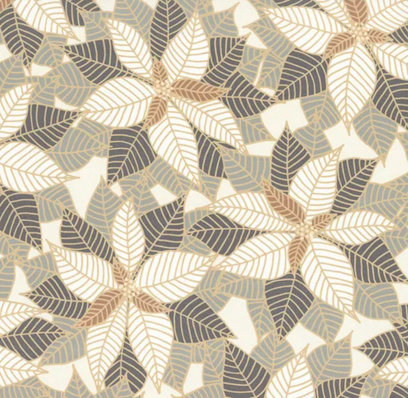 Poinsettia Snowfall 100% Premium Cotton Christmas Fabric Sold Per 1/2 Metre