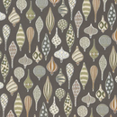 Dark Grey Baubles Snowfall Metallic 100% Premium Cotton Christmas Fabric Sold Per 1/2 Metre