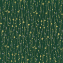 Green Trailing Star Gold & Silver 100% Cotton Christmas Fabric Sold Per 1/2 Metre