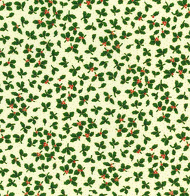 Cream Traditional Holly 100% Cotton Christmas Fabric Sold Per 1/2 Metre