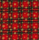 Red & Gold Snowflakes Large Plaid Christmas Fabric 95% Cotton 5% Lurex Sold Per 1/2 Metre