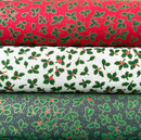 3 Piece Traditional Holly Fat quarter Bundle 100% Cotton Fabrics