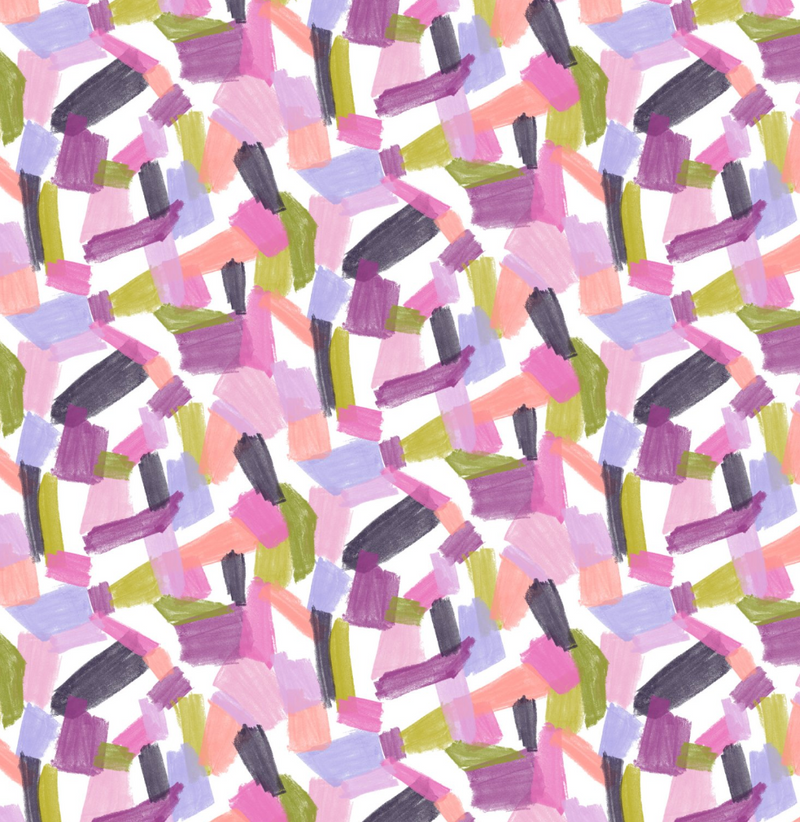 Brush Strokes Purple Perfection Premium Cotton Fabric By 3 Wishes Sold Per 1/2 Metre