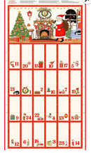 Jolly St Nick Christmas Advent Fabric Panel 100% Premium Cotton Fabric 23" x 44"