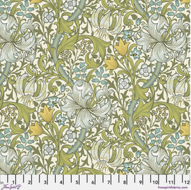 Morris & Co Golden Lily Sunshine 100% premium cotton fabric, sold per half metre