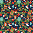Navy Christmas Polycotton fabric, 112cm wide per 1/2 metre