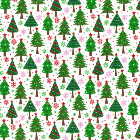 Christmas Trees Polycotton fabric, 112cm wide per 1/2 metre