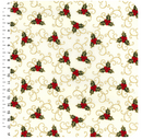 Christmas Elegance – Ivory & Gold Holly 100% cotton fabric 54" wide per 1/2 metre