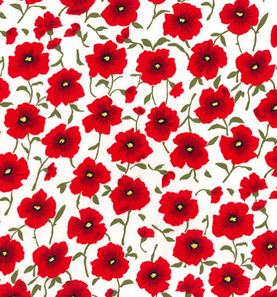Ivory Poppy Parade - 100% Cotton Poplin Fabric - Sold Per Half Metre 112cm wide