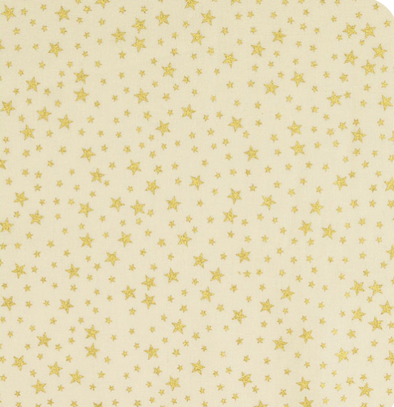 Rose & Hubble, Ivory & Gold Scattered Star 100% cotton fabric 136cm wide per 1/2 metre